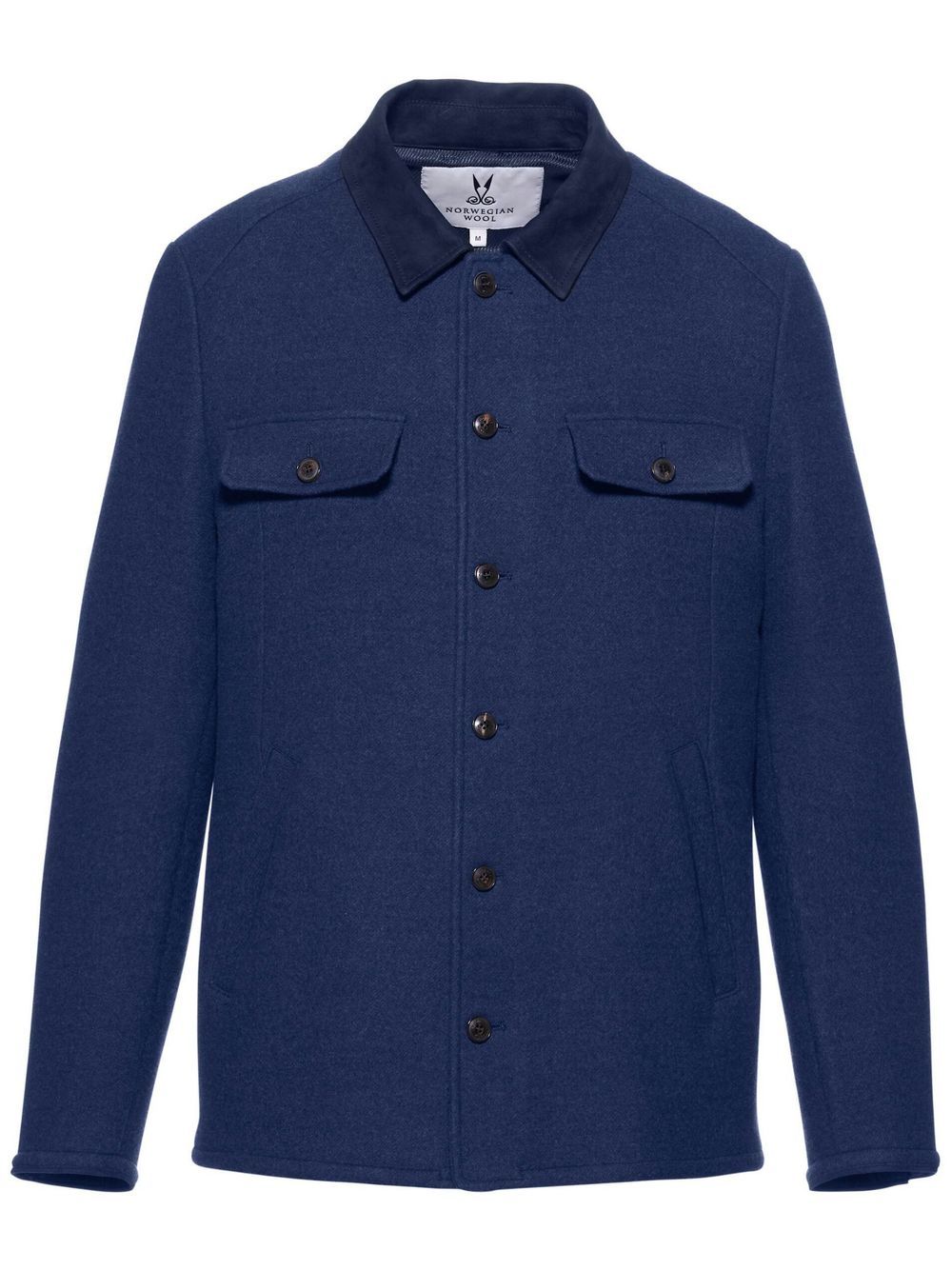 Norwegian Wool Oslo 羊毛衬衫式夹克 - 蓝色