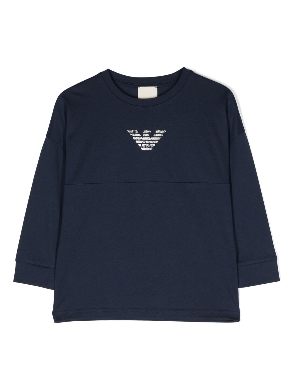 Emporio Armani Kids 褪色效果logo印花卫衣 - 蓝色