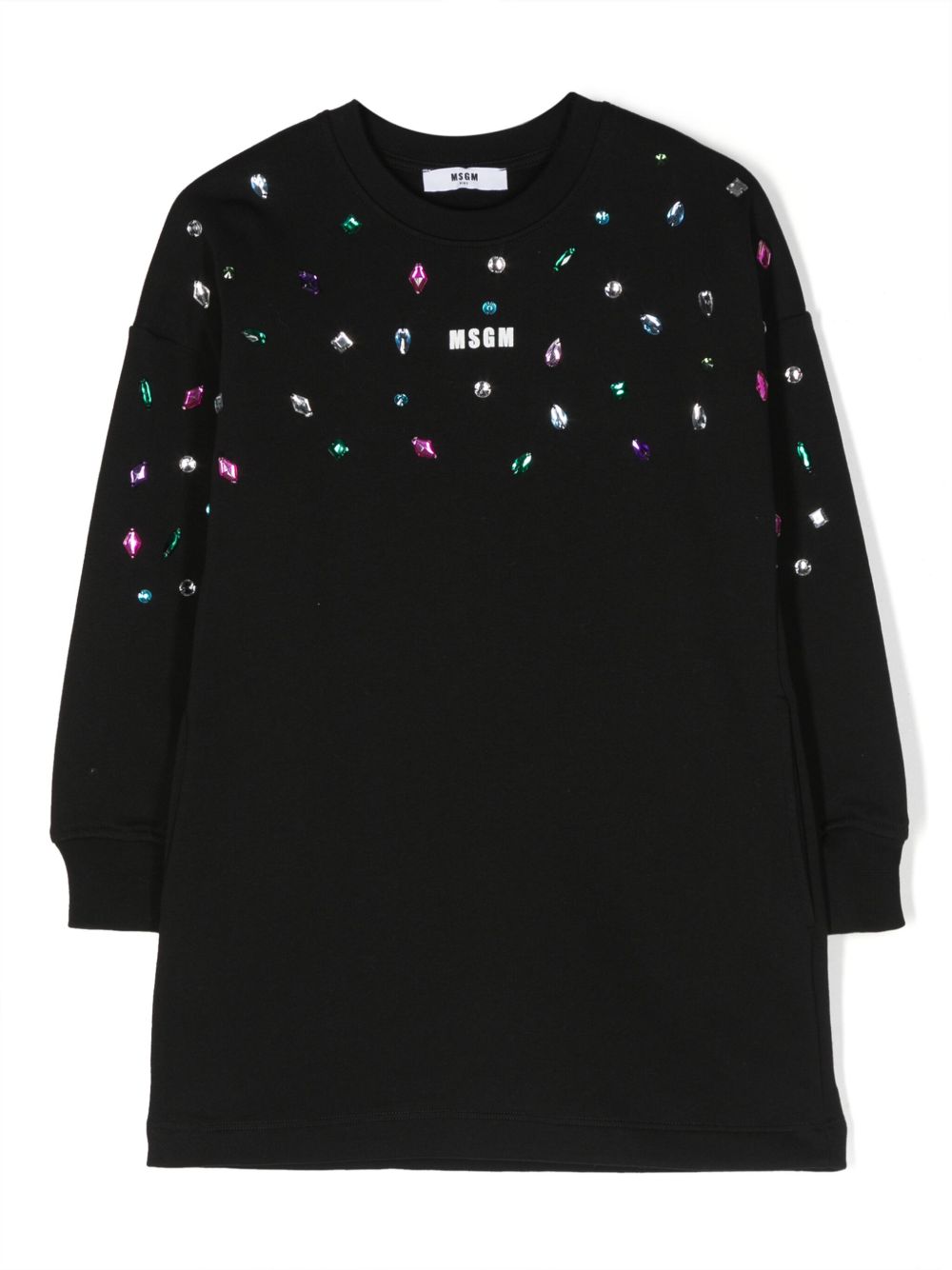 MSGM Kids 晶饰卫衣式连衣裙 - 黑色