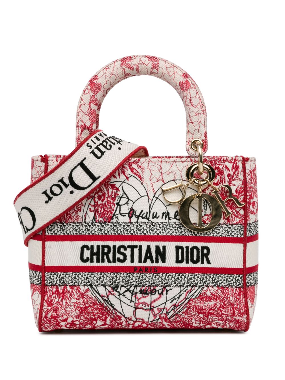 Christian Dior Pre-Owned Royale d'Amour Lady D-Lite 中号斜挎包（2021年典藏款） - 红色