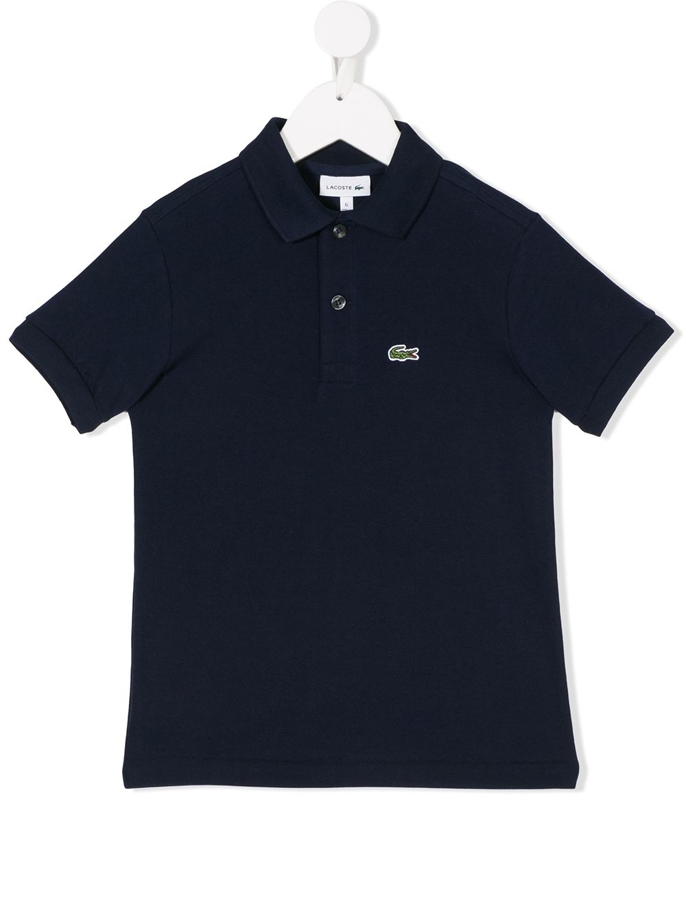 Lacoste Kids logo刺绣贴花全棉polo衫 - 蓝色