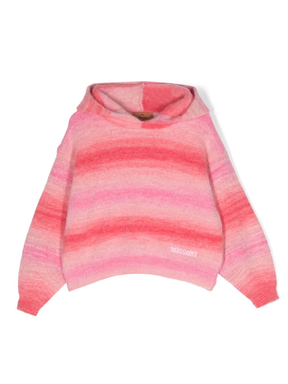 Missoni Kids 绘画印花针织连帽衫 - 粉色