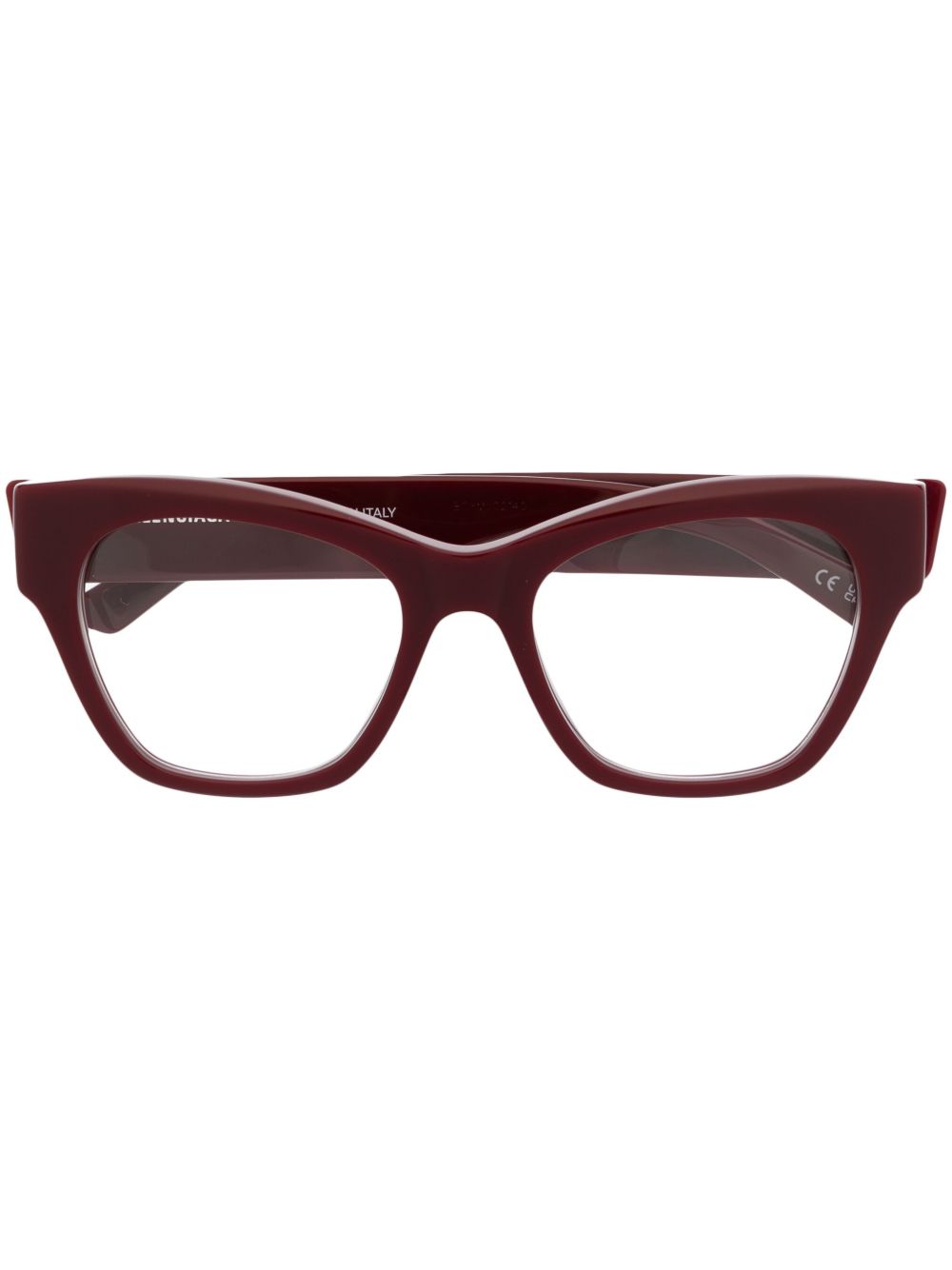 Balenciaga Eyewear logo雕刻猫眼框眼镜 - 红色