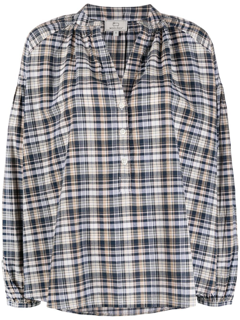 Woolrich 格纹排扣衬衫 - 蓝色