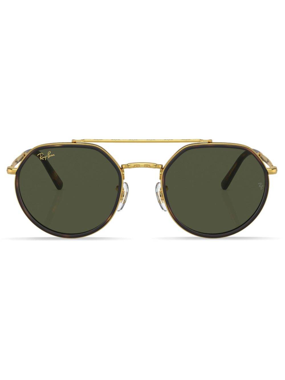 Ray-Ban logo印花圆框太阳眼镜 - 金色