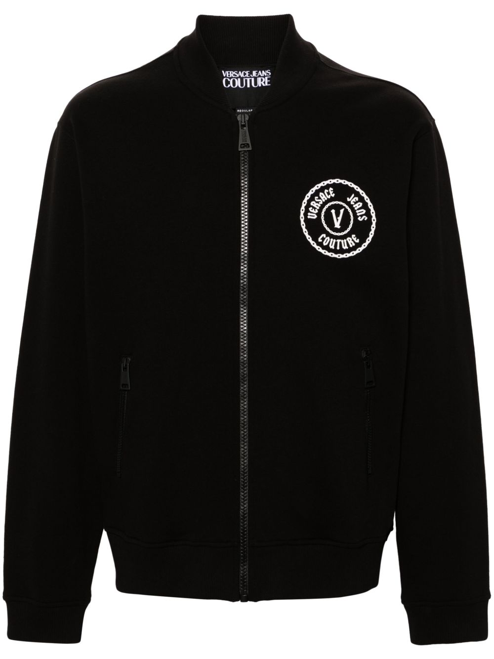 Versace Jeans Couture logo印花拉链卫衣 - 黑色