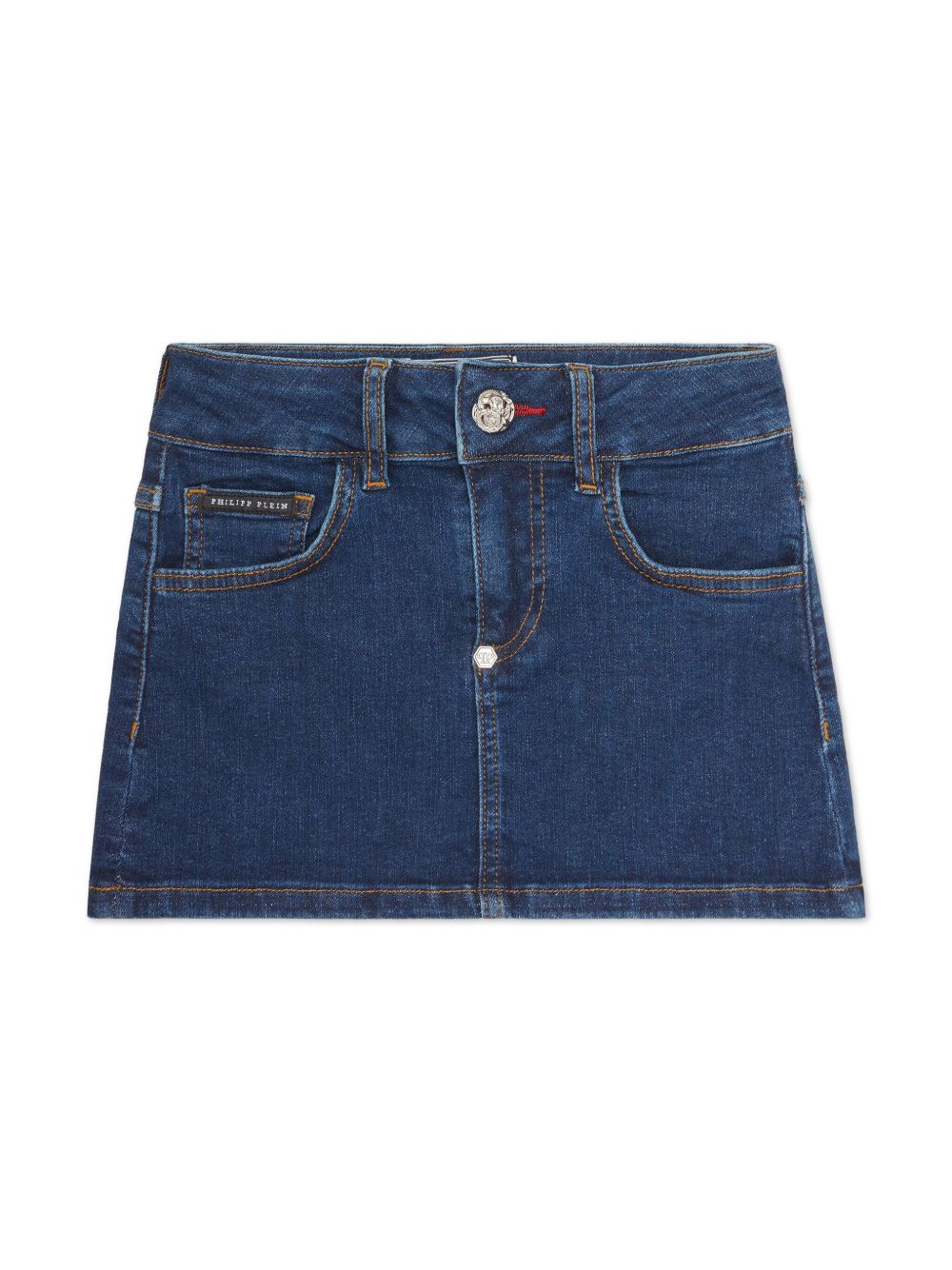Philipp Plein Junior 标贴牛仔半身裙 - 蓝色