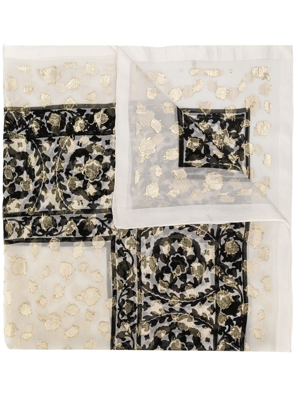 Saint Laurent Pre-Owned 圣罗兰 花卉图案围巾 - 白色