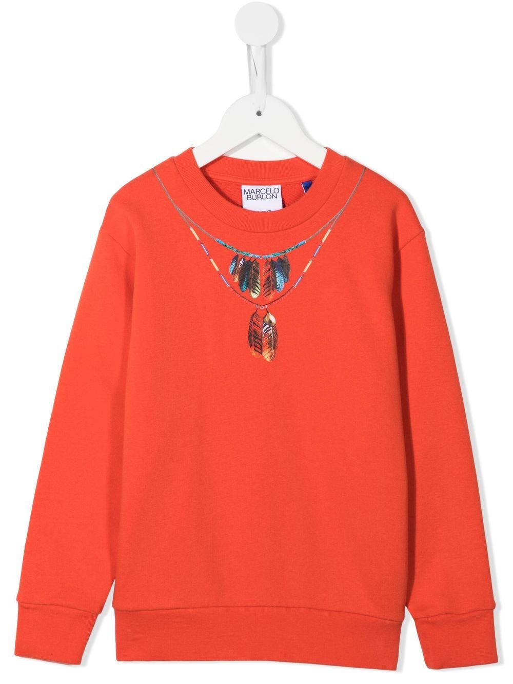 Marcelo Burlon County Of Milan Kids 羽毛项链印花卫衣 - 红色