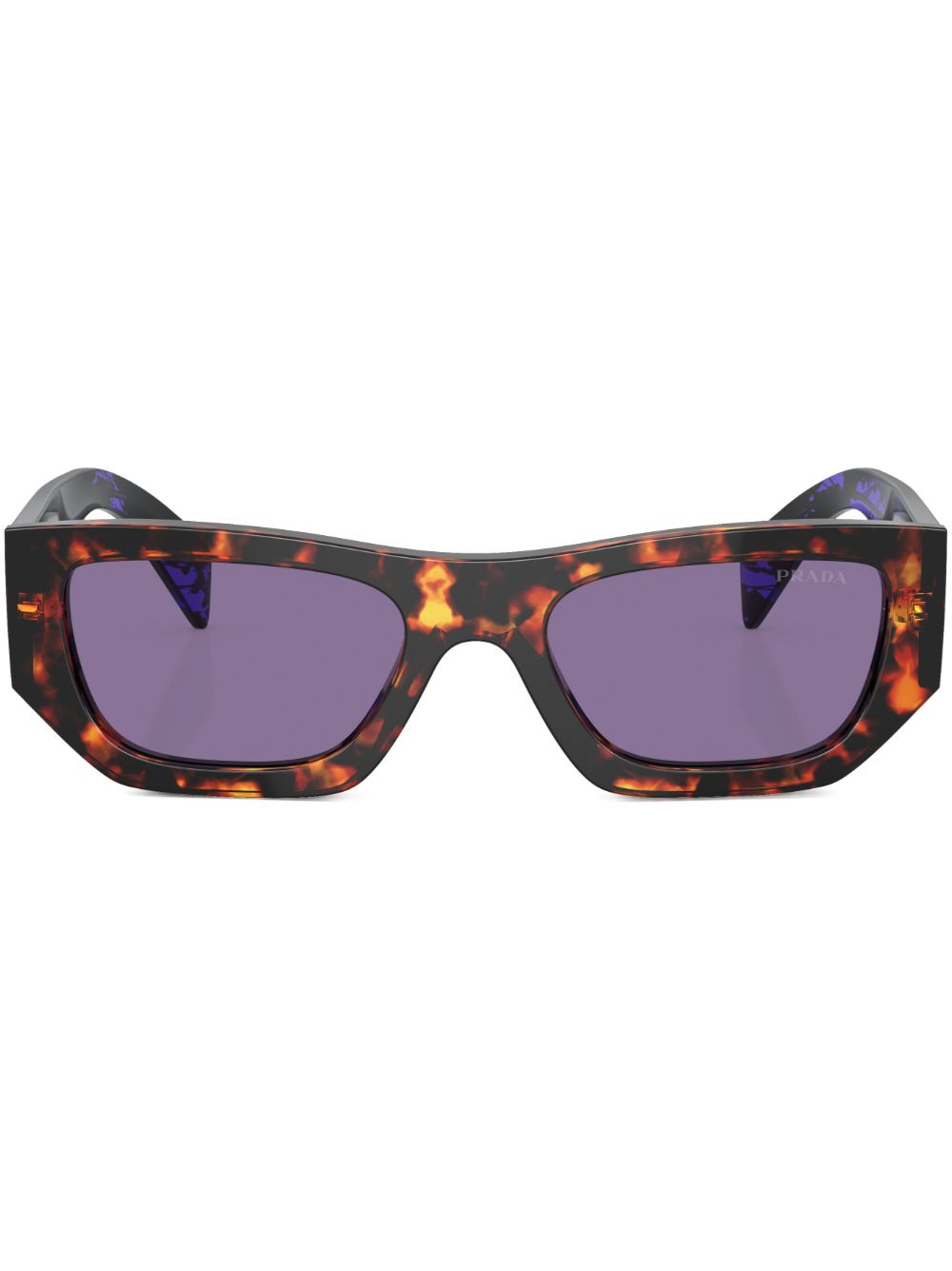 Prada Eyewear 玳瑁纹效果几何形太阳眼镜 - 绿色
