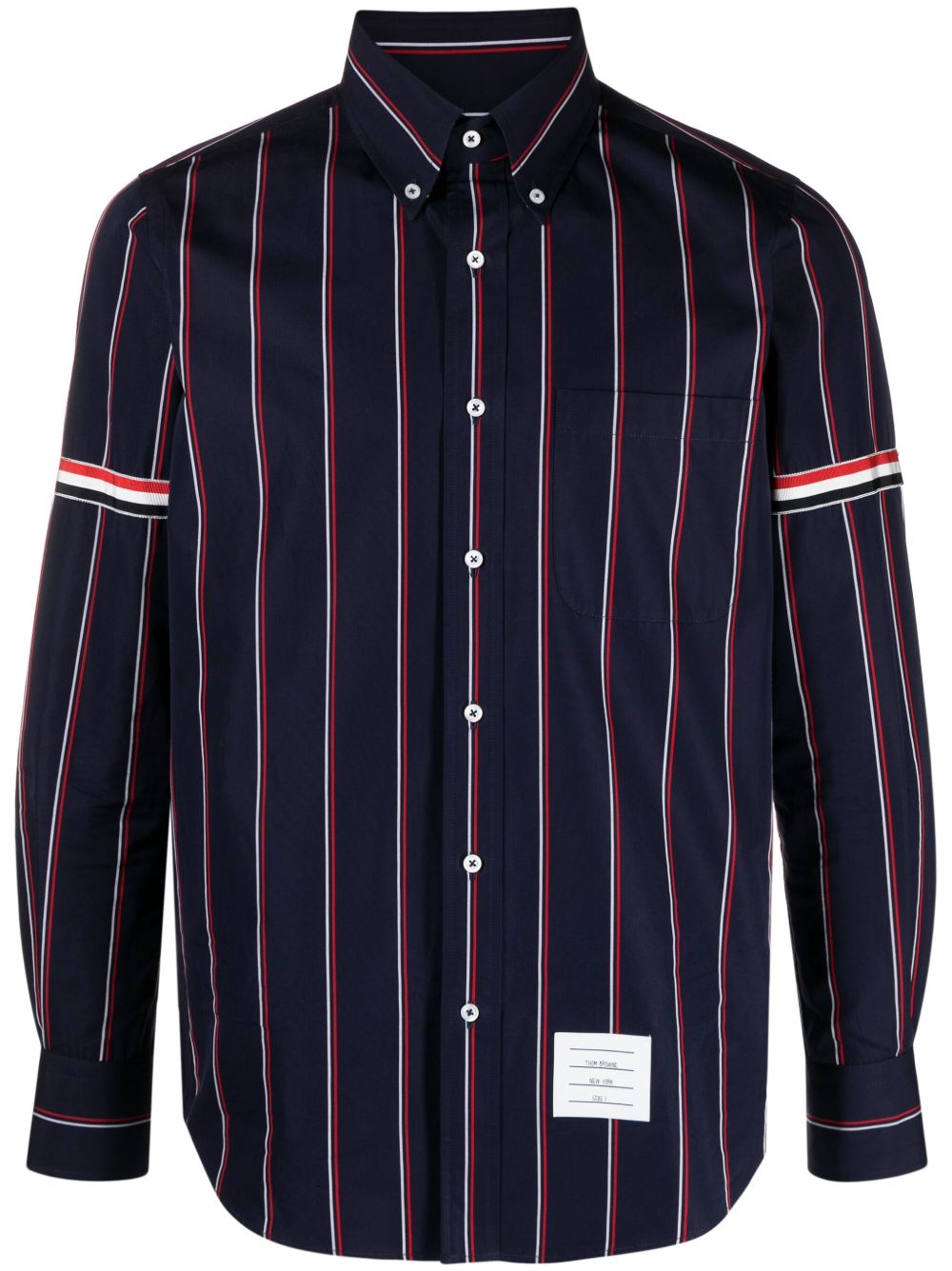 Thom Browne 条纹棉衬衫 - 蓝色