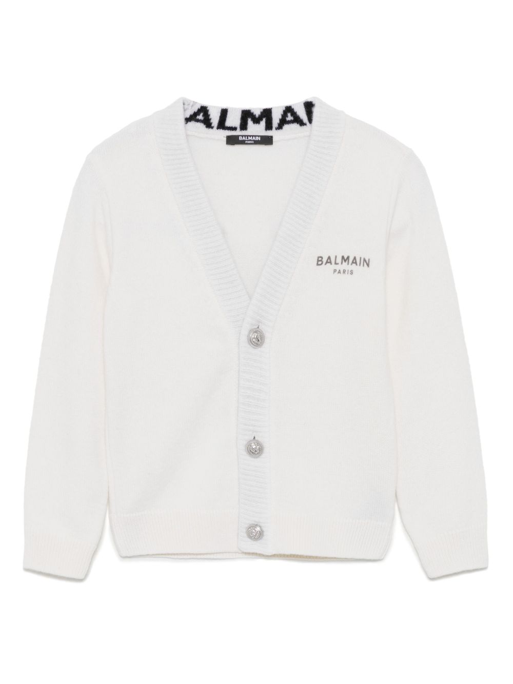 Balmain Kids logo印花开衫 - 白色