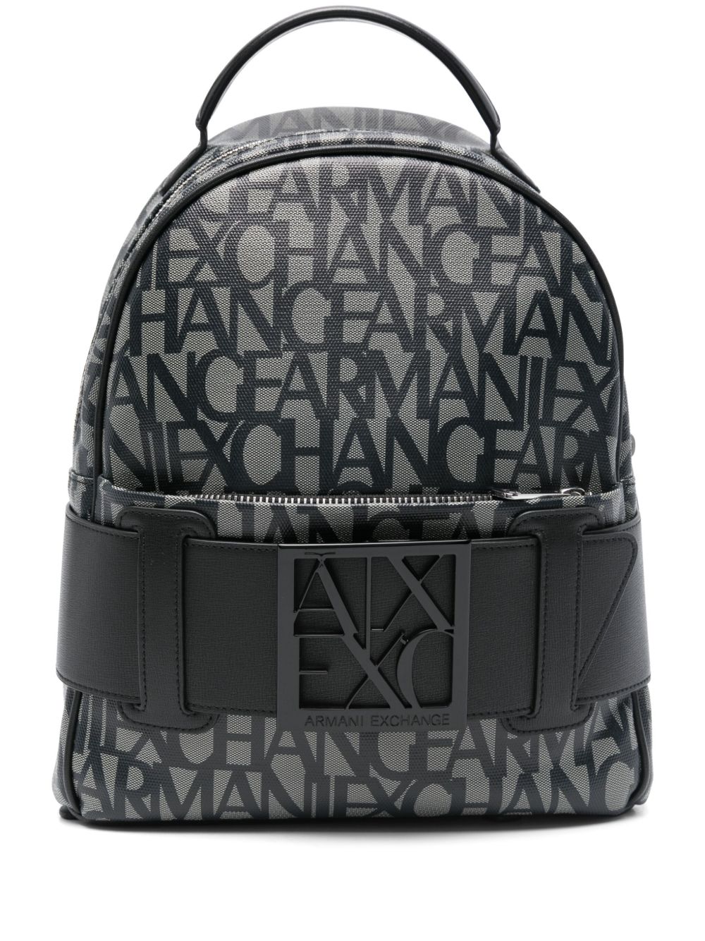 Armani Exchange logo印花双肩包 - 黑色