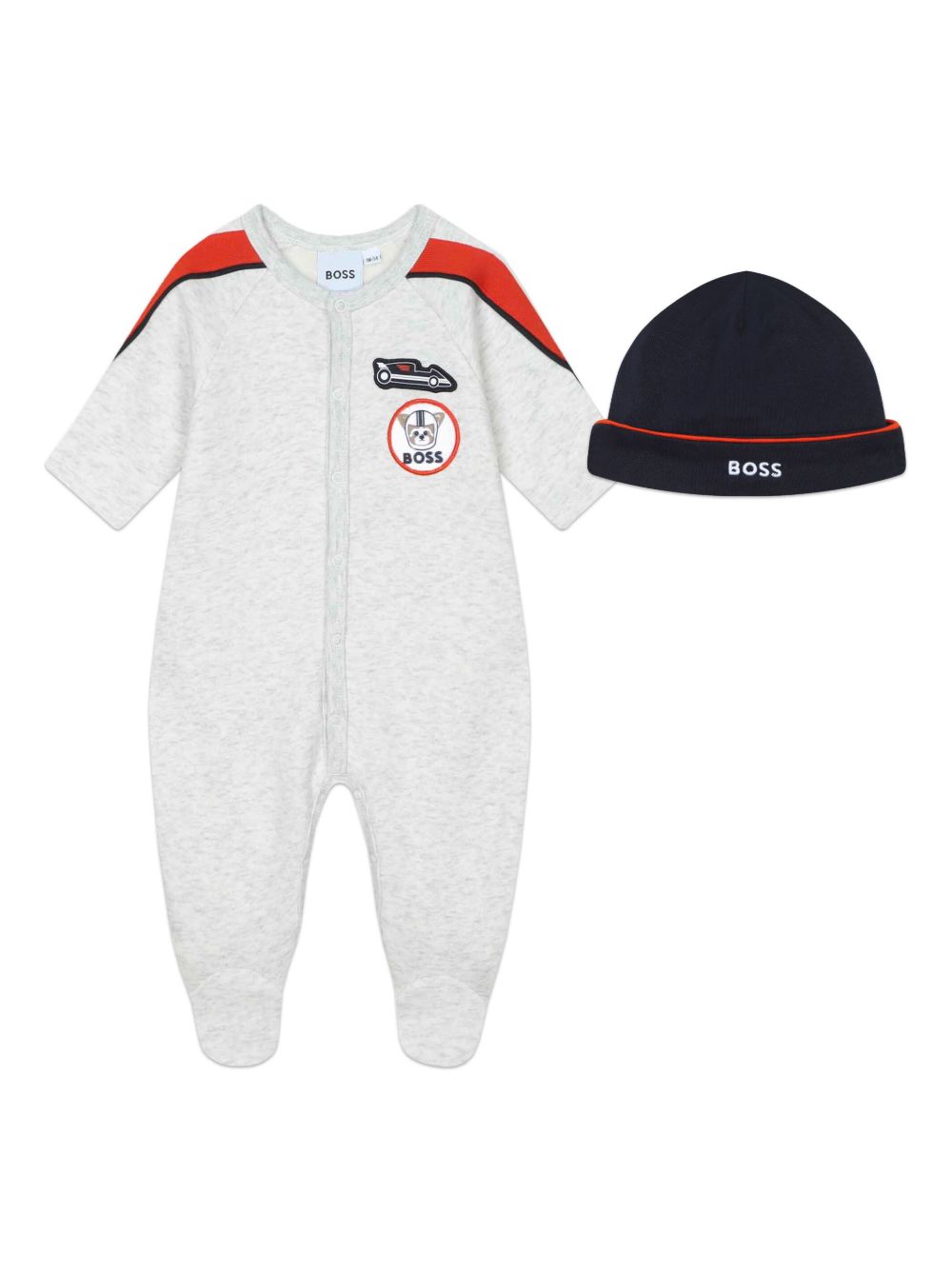 BOSS Kidswear logo刺绣针织睡衣套装 (两件装) - 灰色