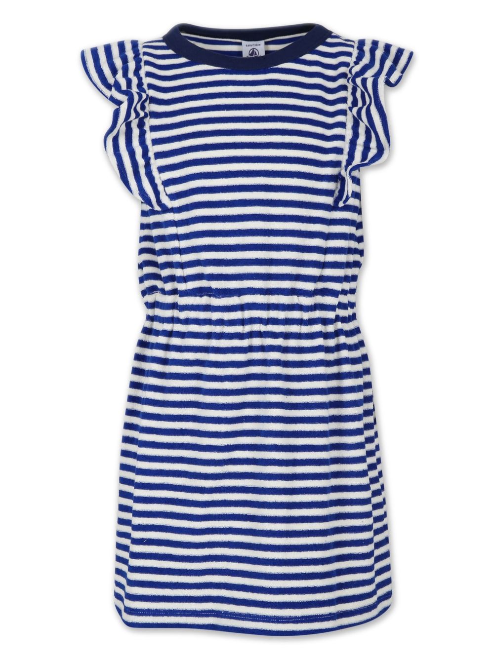 Petit Bateau 荷叶边条纹连衣裙 - 蓝色