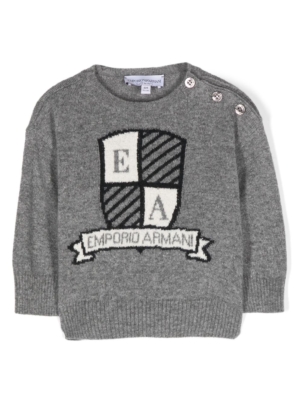 Emporio Armani Kids logo嵌花混色毛衣 - 灰色