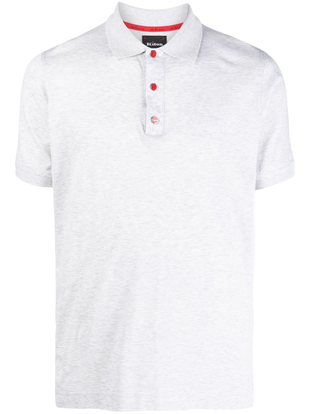 Kiton logo印花排扣polo衫 - 灰色