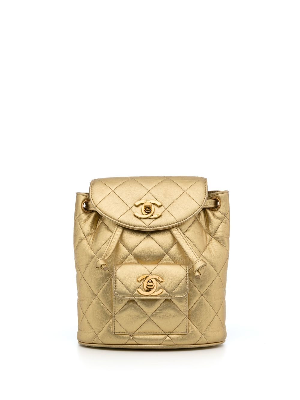 CHANEL Pre-Owned Duma 菱纹绗缝双肩包（1992年典藏款） - 金色