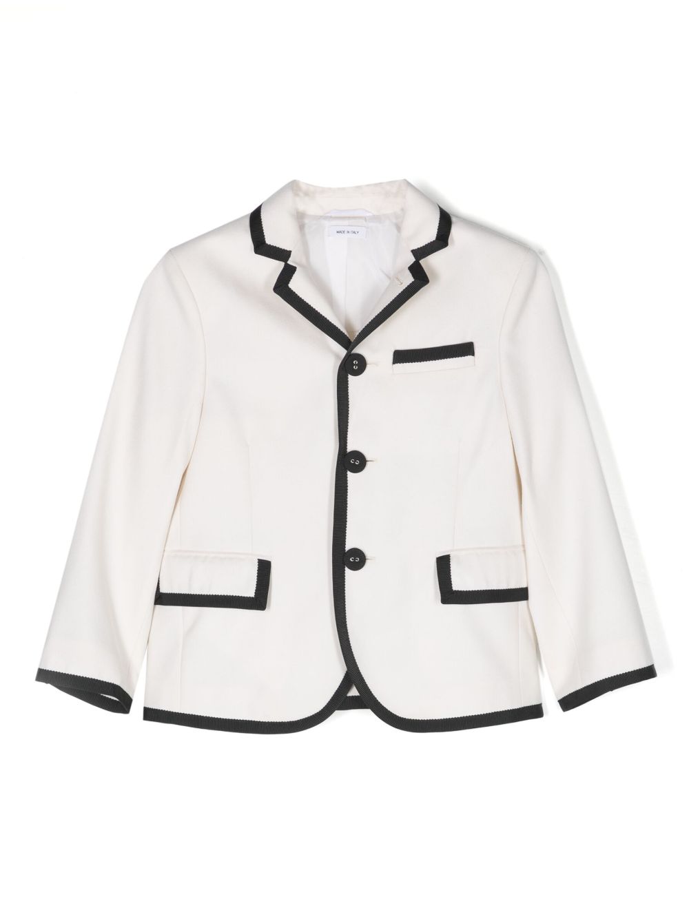 Thom Browne Kids 羊毛单排扣西装夹克 - 中性色