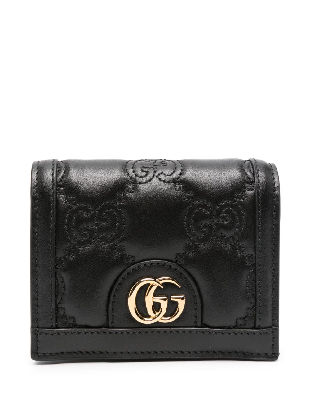 Gucci GG 马特拉塞凸纹皮质钱包 - 黑色
