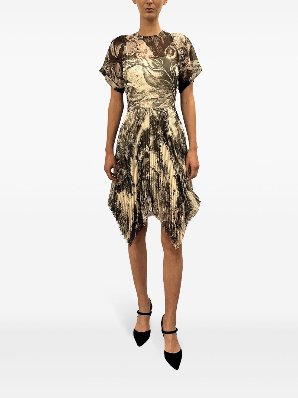 Jason Wu Collection 印花短袖迷你连衣裙 - 中性色