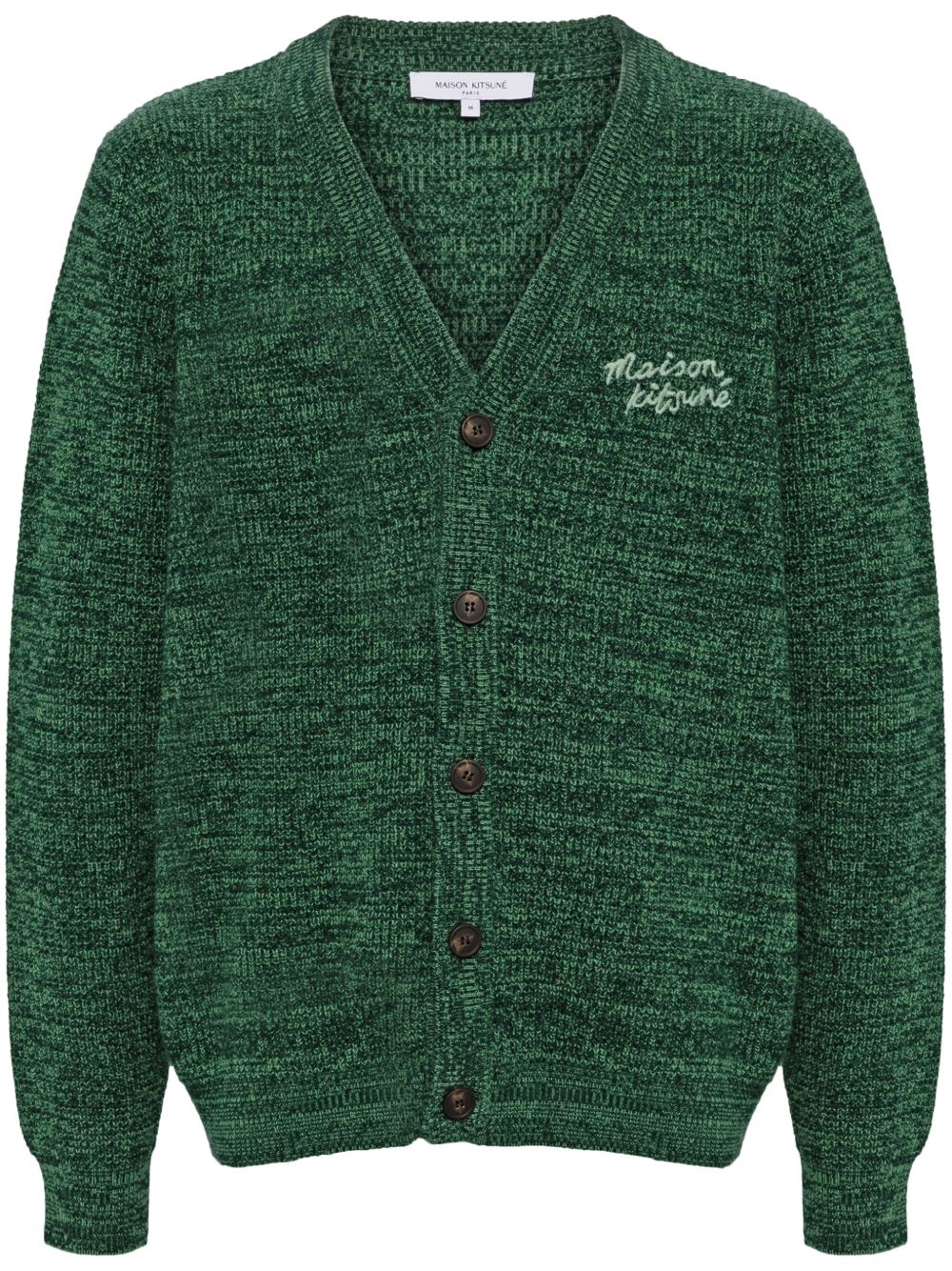 Maison Kitsuné 手绘感图案舒适开衫 - 绿色