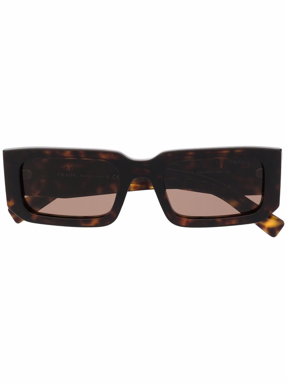Prada Eyewear 普拉达 玳瑁纹方框太阳眼镜 - 褐色