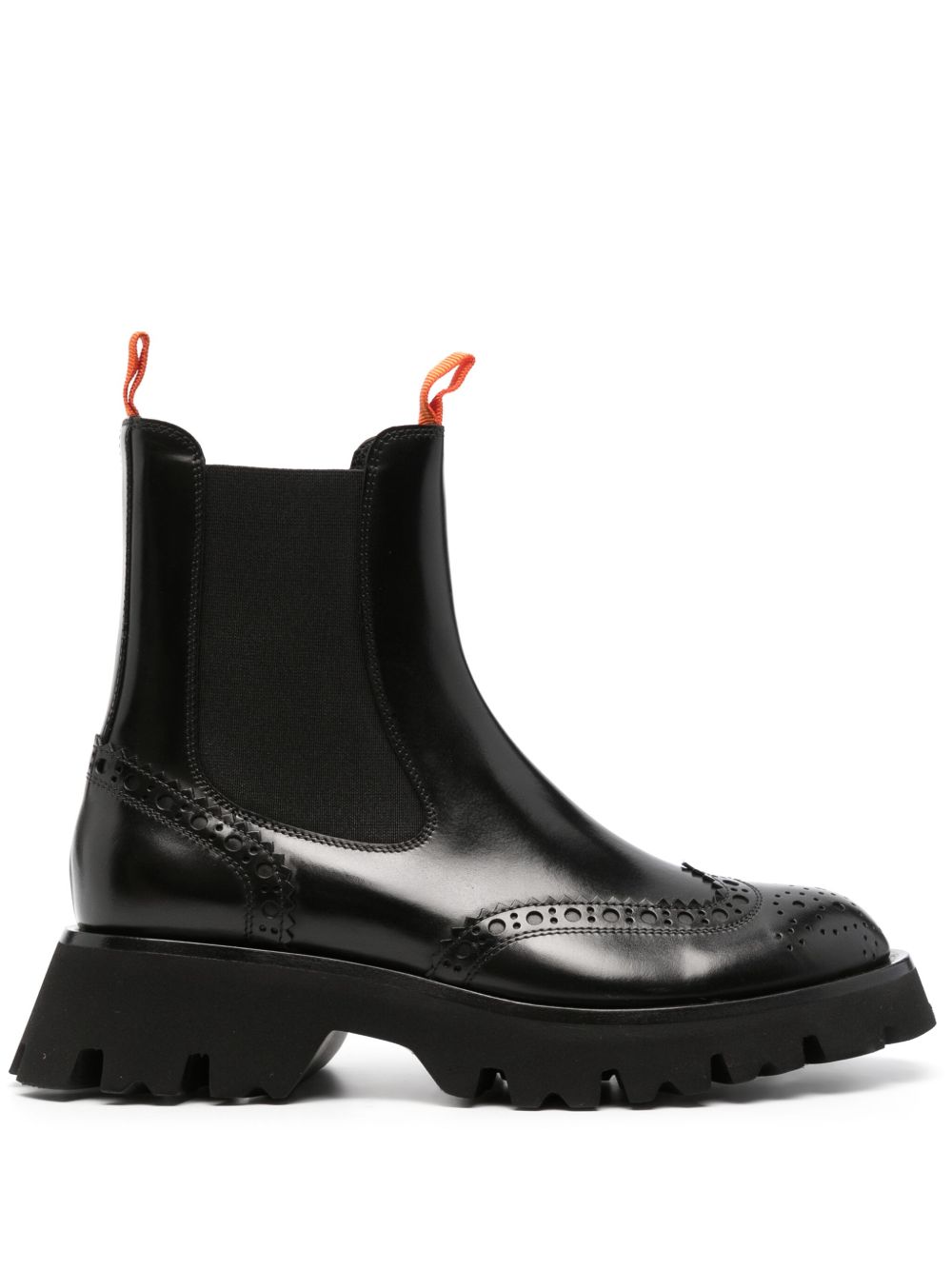 Santoni 低跟切尔西皮靴 - 黑色