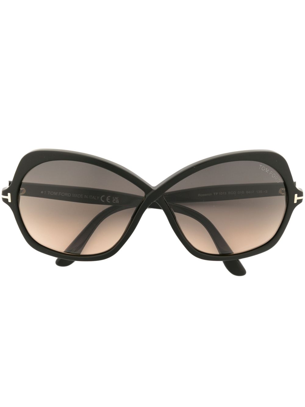 TOM FORD Eyewear Rosemin Butterfly 超大镜框太阳眼镜 - 黑色