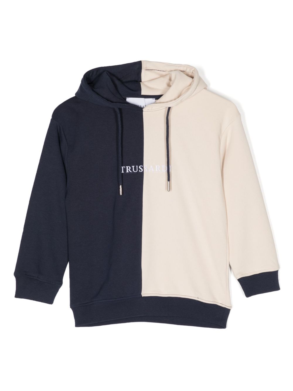 TRUSSARDI JUNIOR logo刺绣对比效果连帽衫 - 中性色