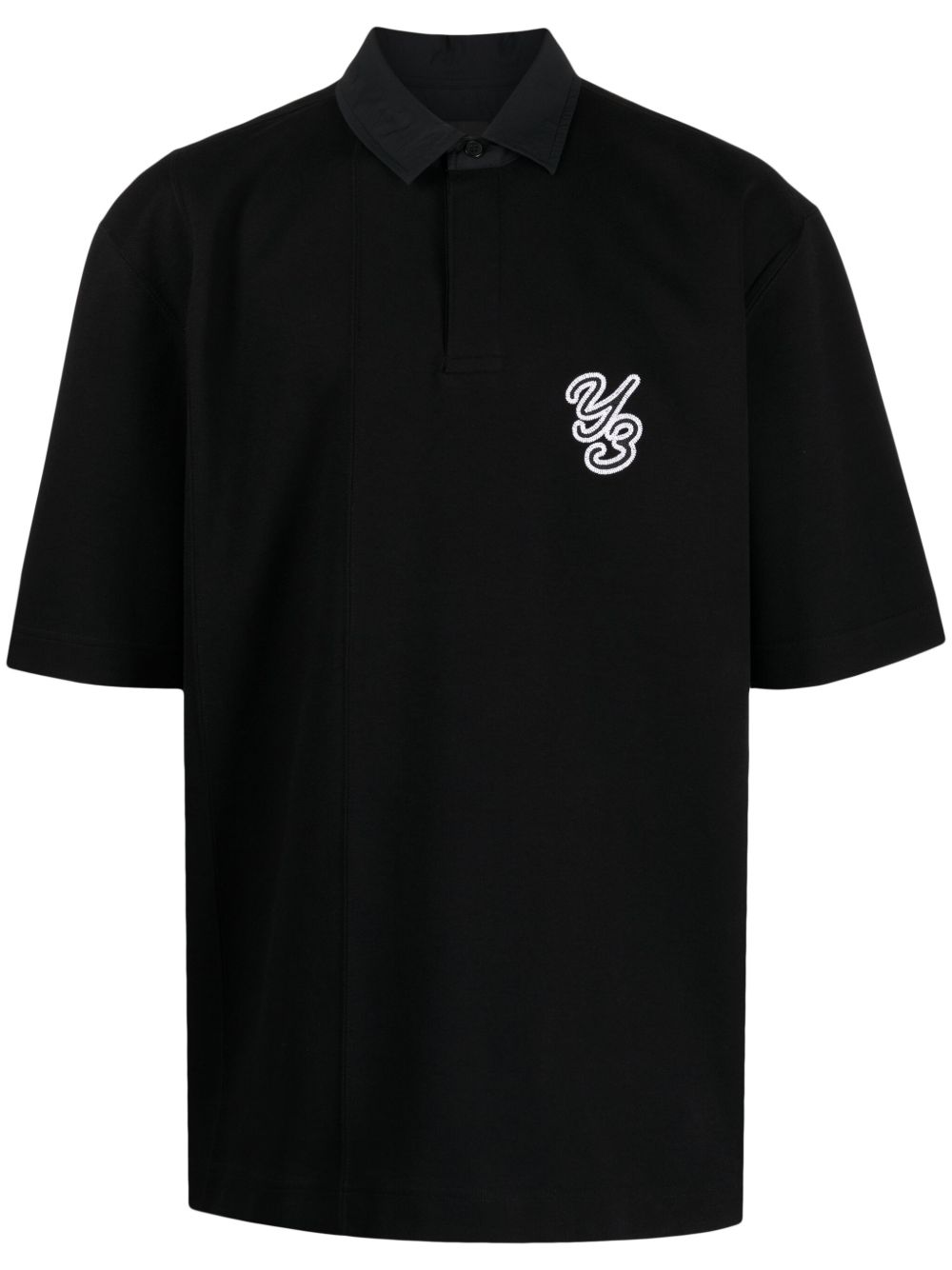 Y-3 logo 贴花polo衫 - 黑色