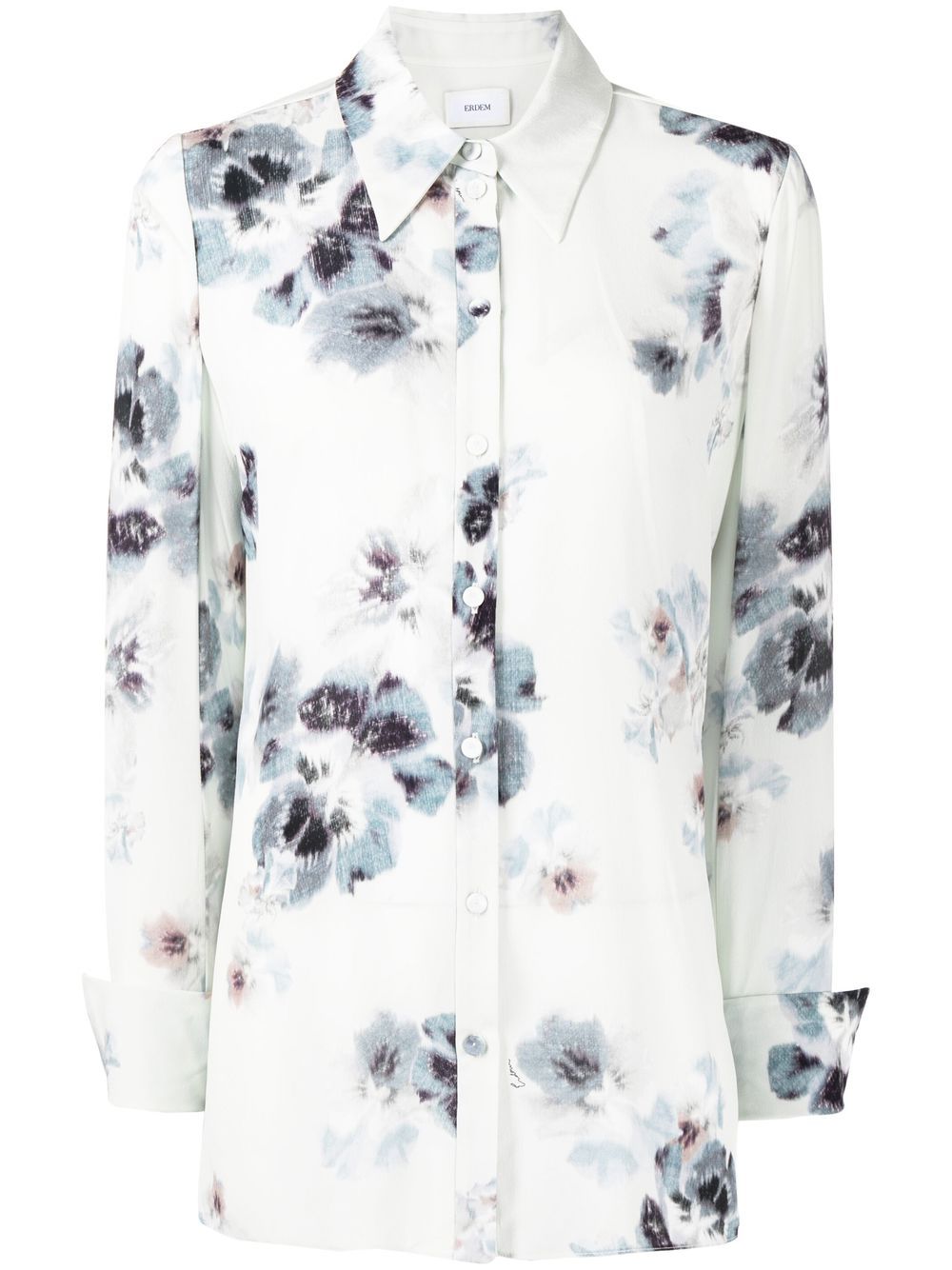 ERDEM Paola 花卉印花衬衫 - 蓝色