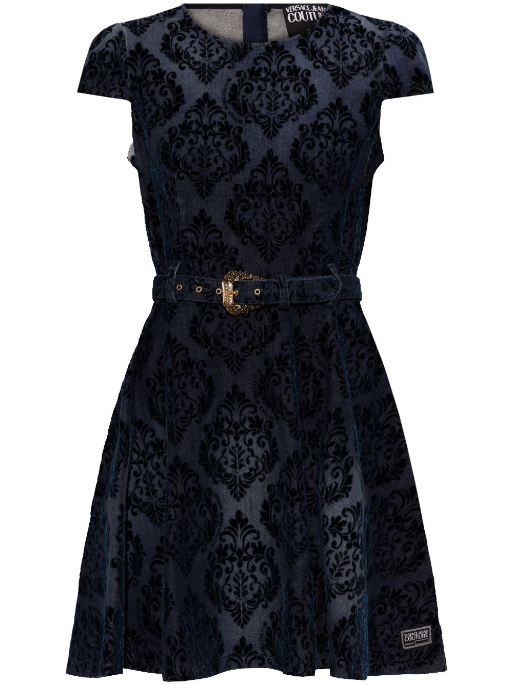Versace Jeans Couture 丝绒连衣裙 - 蓝色