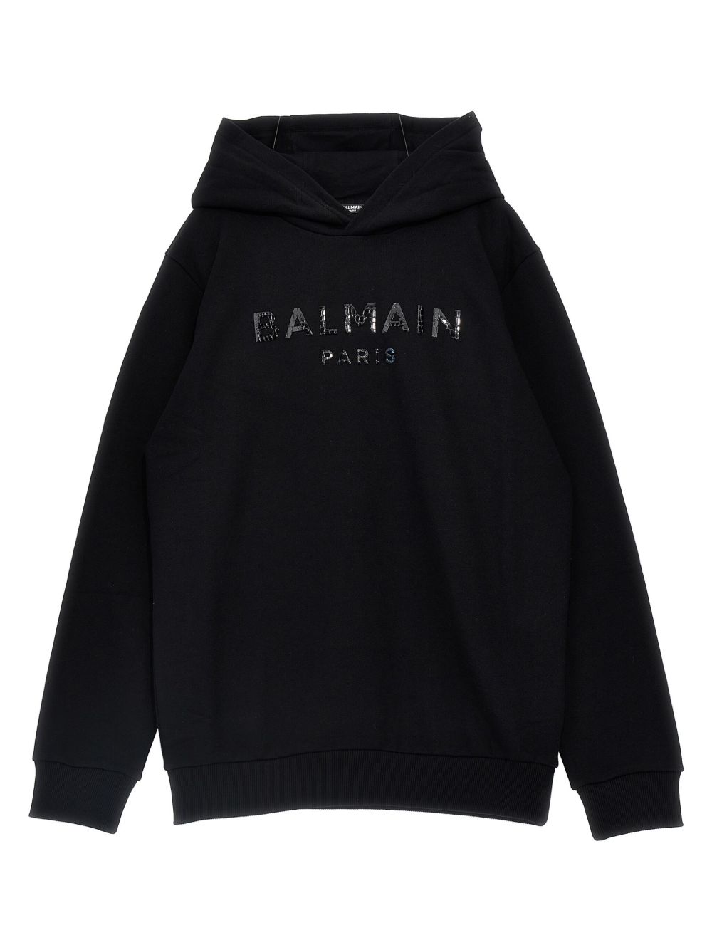Balmain Kids 标贴连帽衫 - 黑色