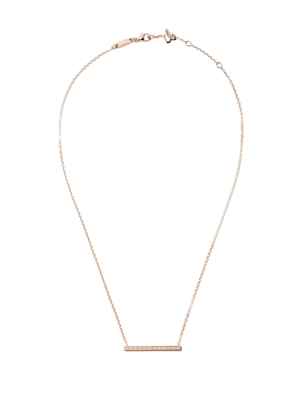 Chopard 18k玫瑰金Ice Cube Pure钻石项链 - 粉色