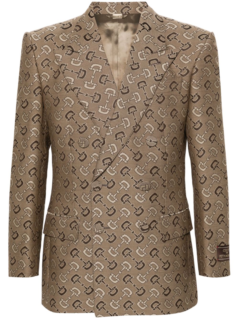 Gucci Maxi Horsebit 双排扣西装夹克 - 中性色