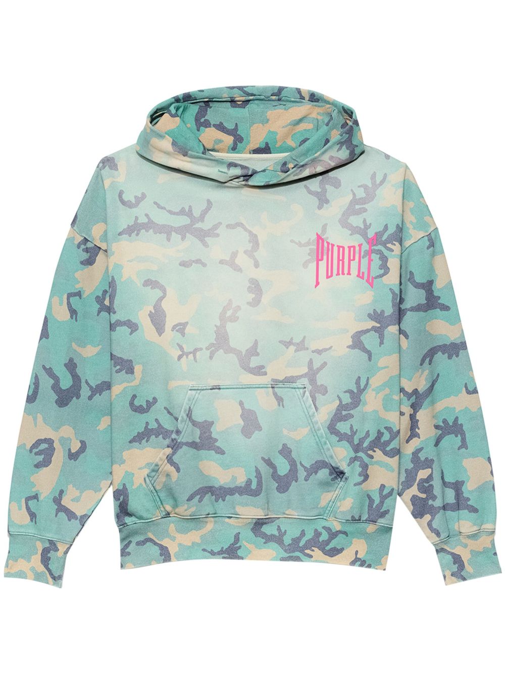 Purple Brand 迷彩印花棉连帽衫 - 蓝色