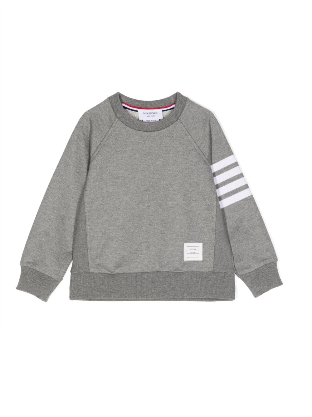 Thom Browne Kids 反面毛圈平纹针织四条纹卫衣 - 灰色