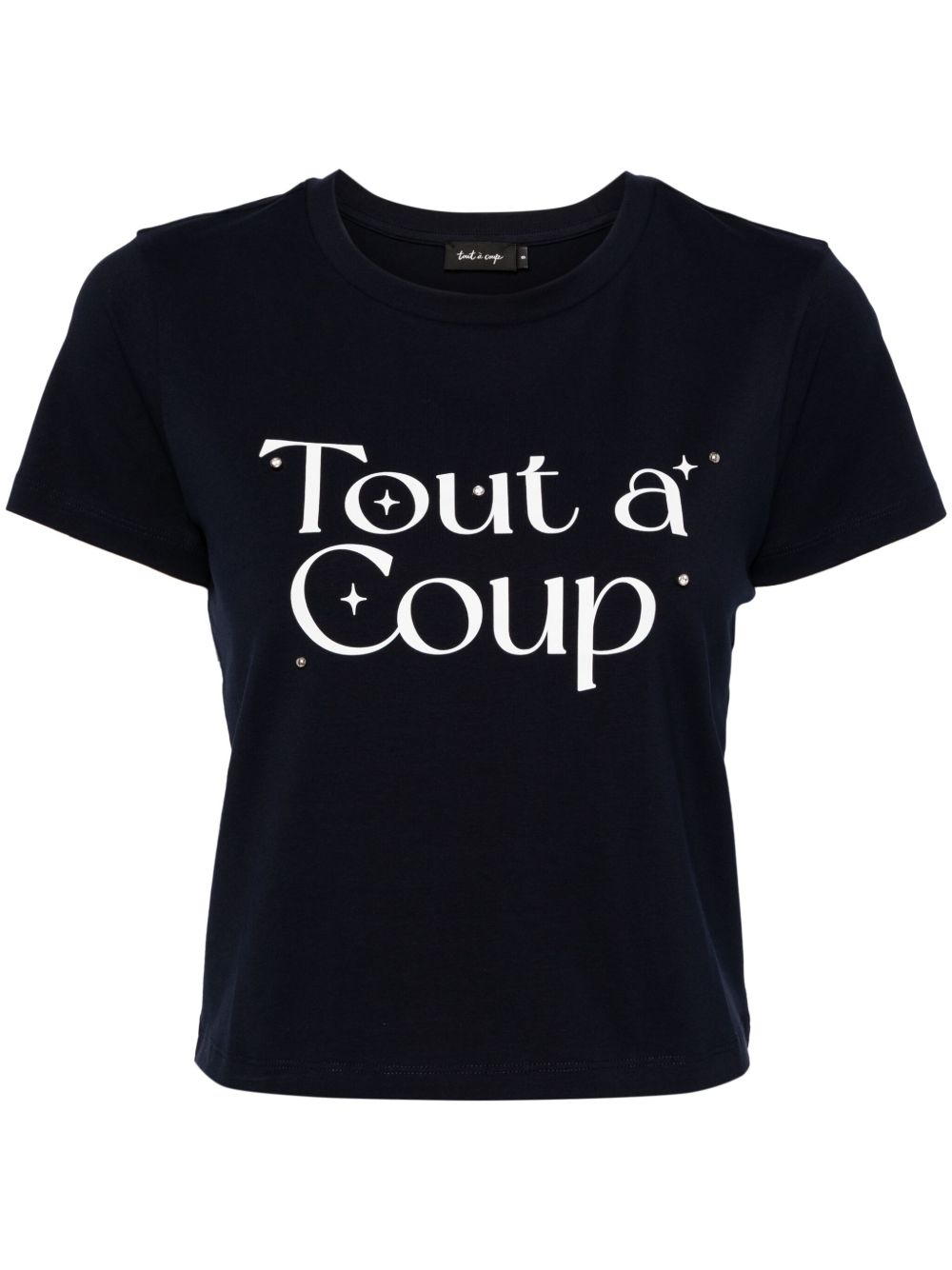 tout a coup logo印花短款T恤 - 蓝色