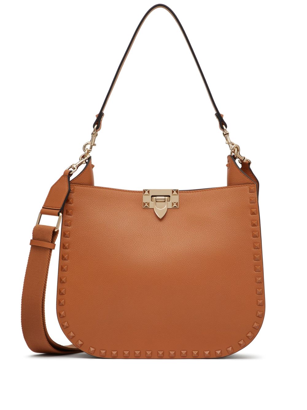 Valentino Garavani Rockstud 皮质单肩包 - 褐色
