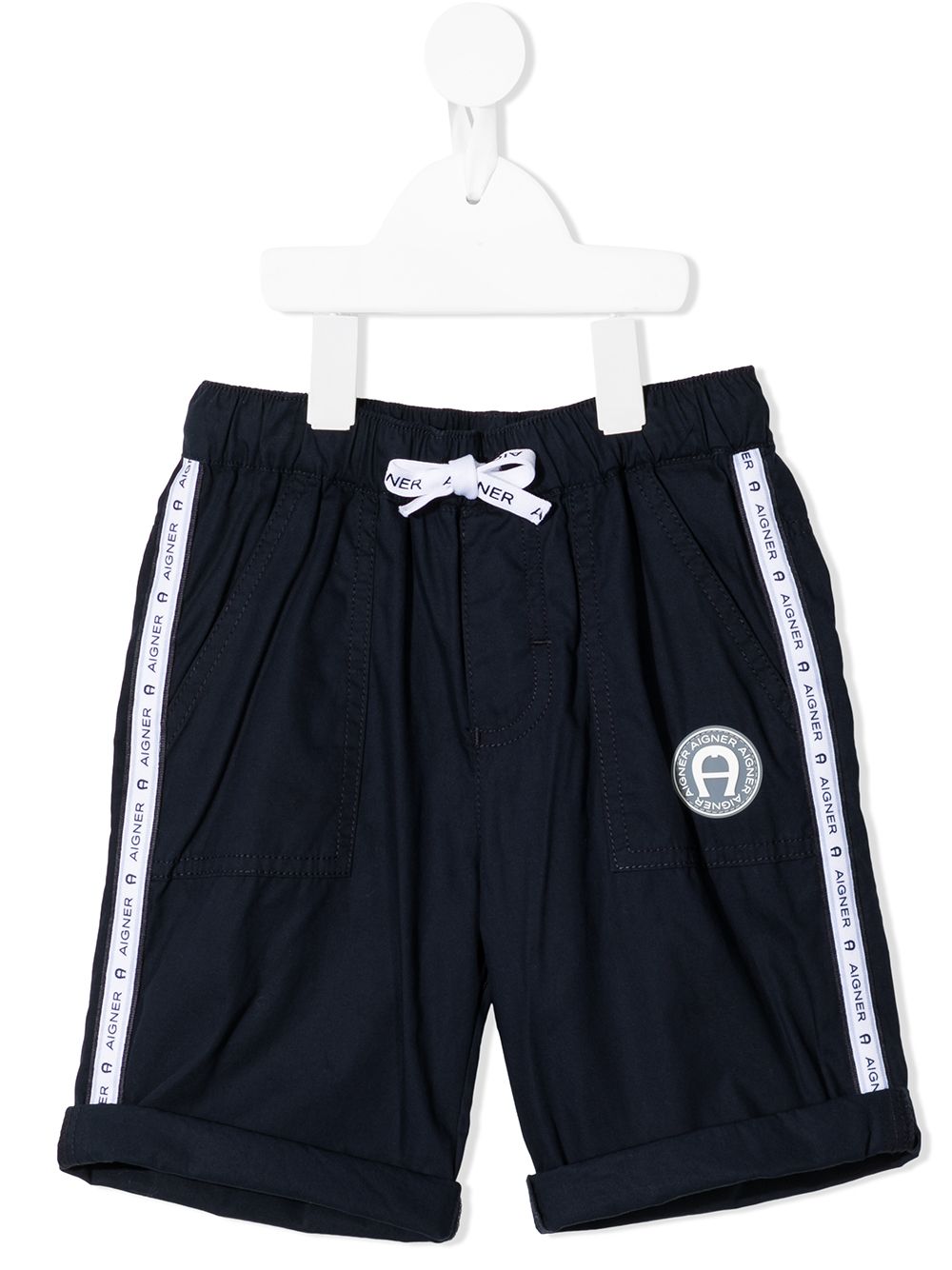 Aigner Kids logo饰带细节短裤 - 蓝色