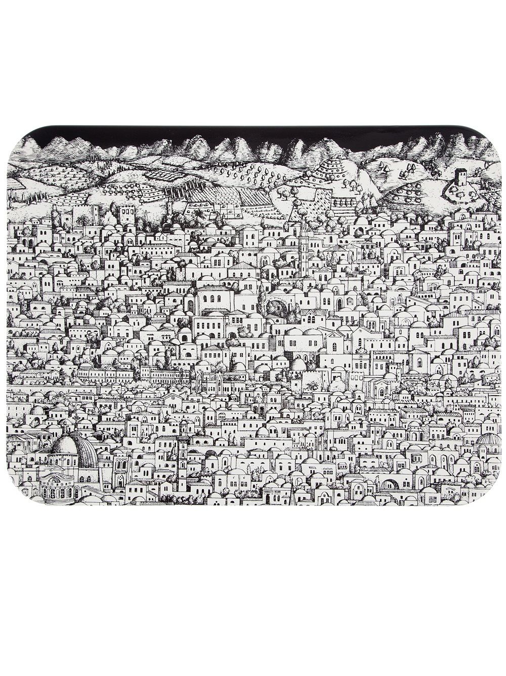 Fornasetti ‘Jerusalem'插画印花托盘 - 白色
