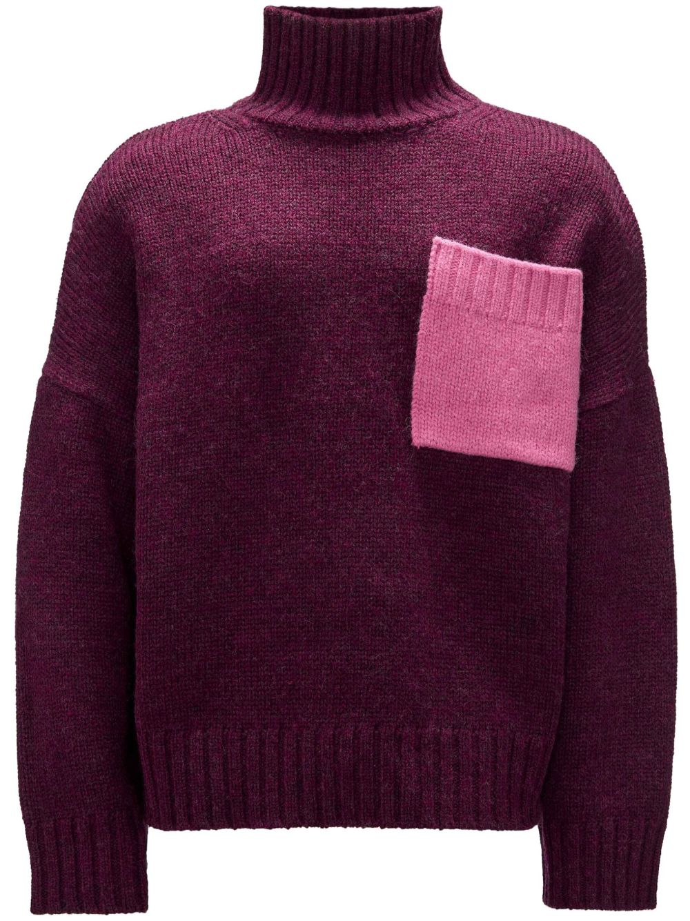 JW Anderson 高领垮肩毛衣 - 紫色