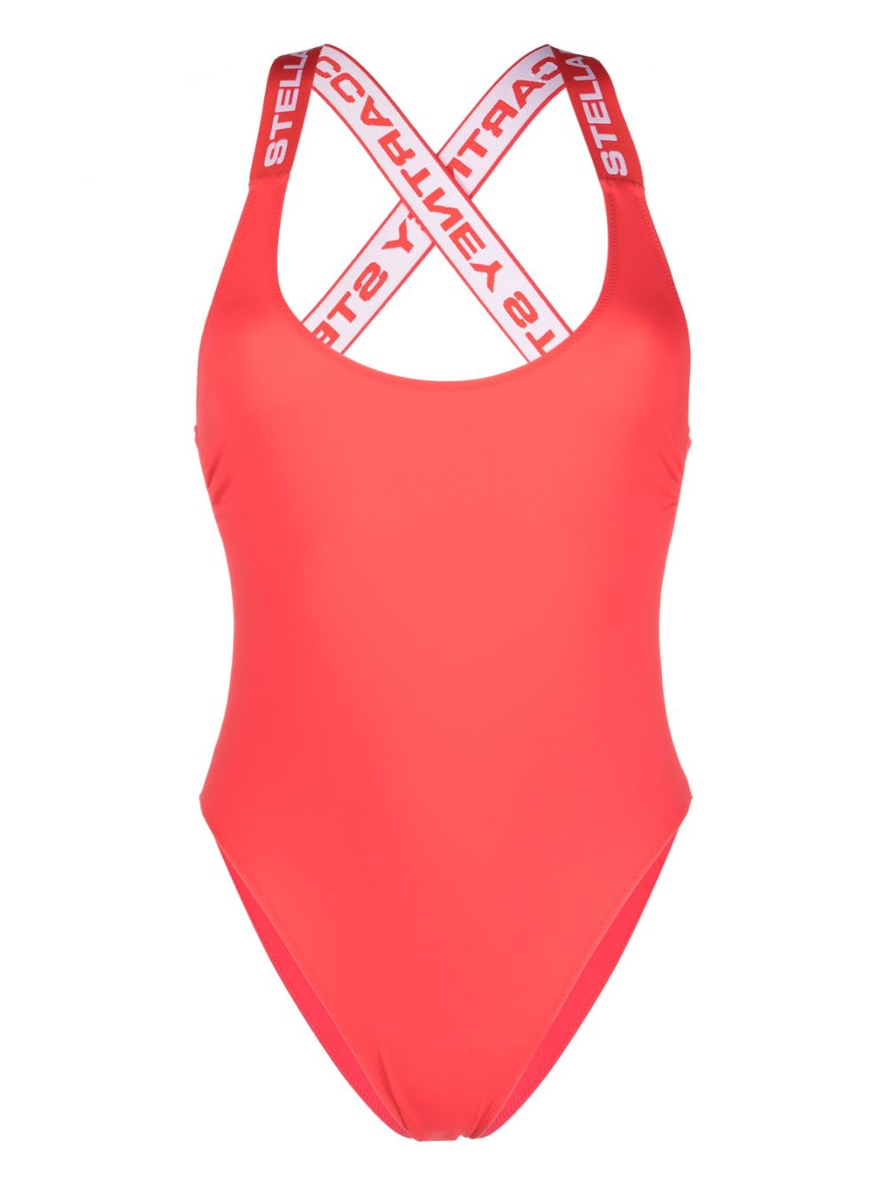 Stella McCartney logo织带连体泳衣 - 红色