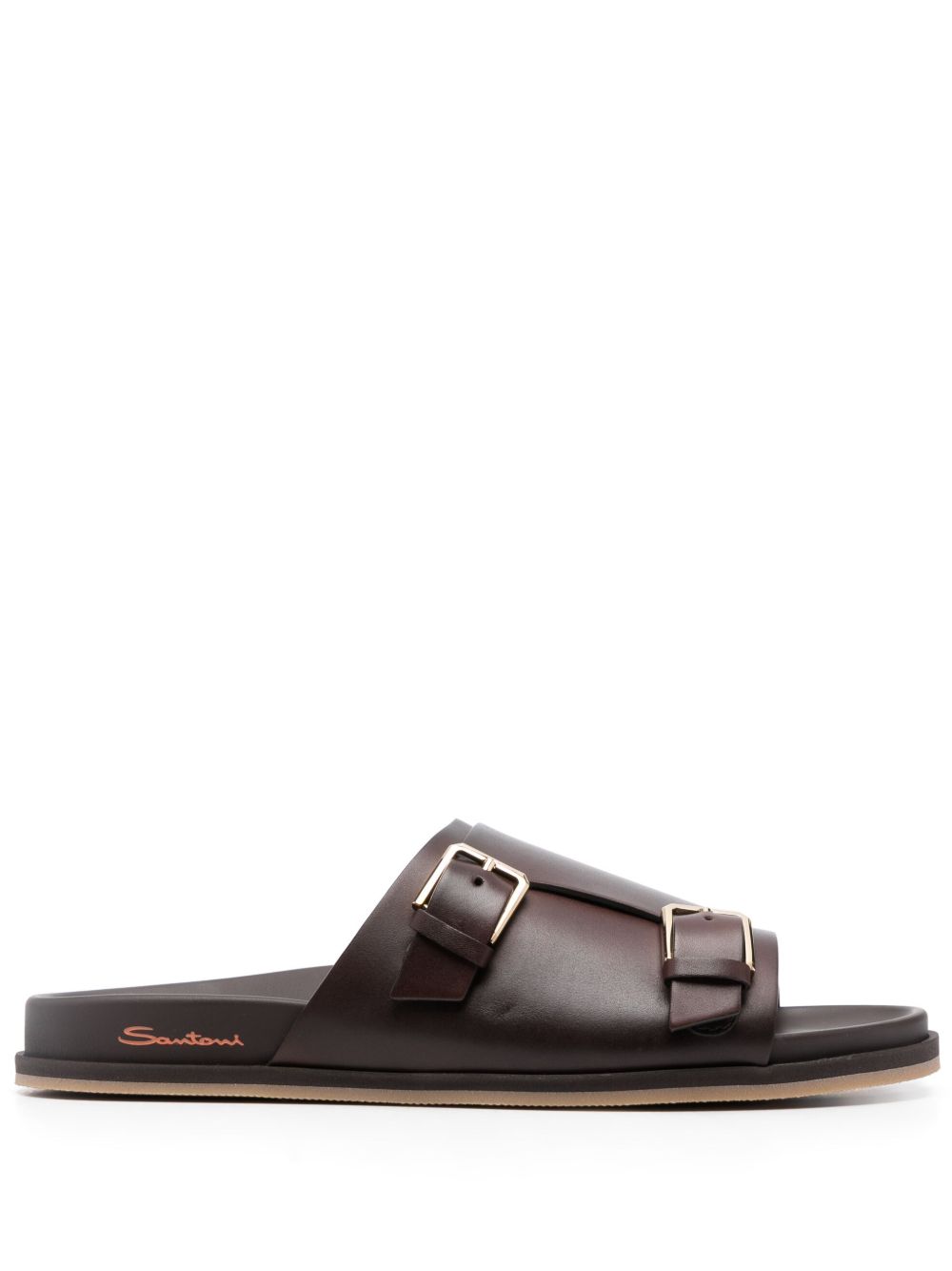 Santoni Doctor -Gort50 皮质拖鞋 - 褐色