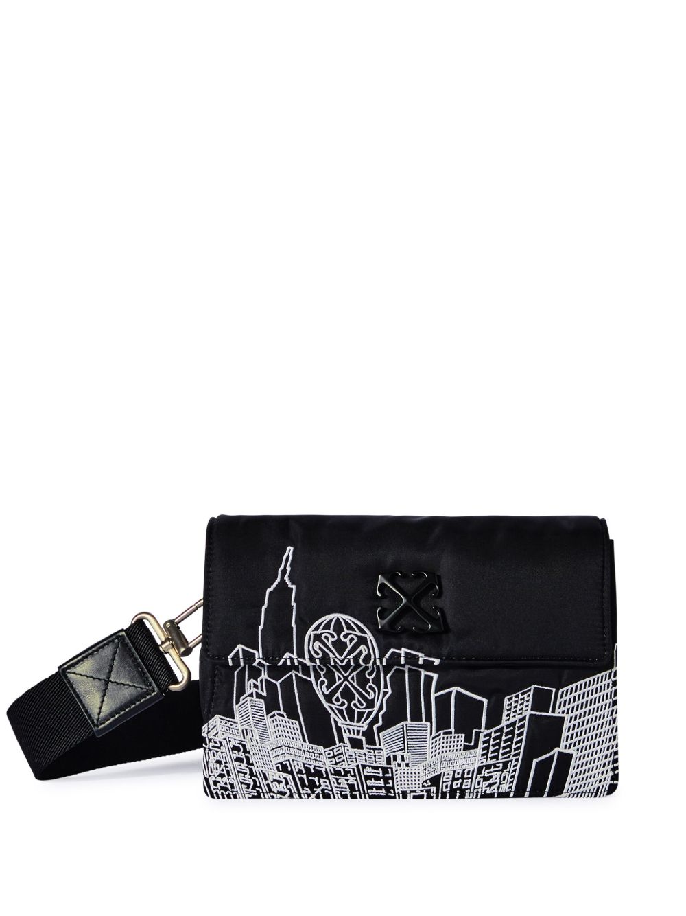 Off-White Soft Jitney 1.4 NY Skyline Arrow 标牌单肩包 - 黑色