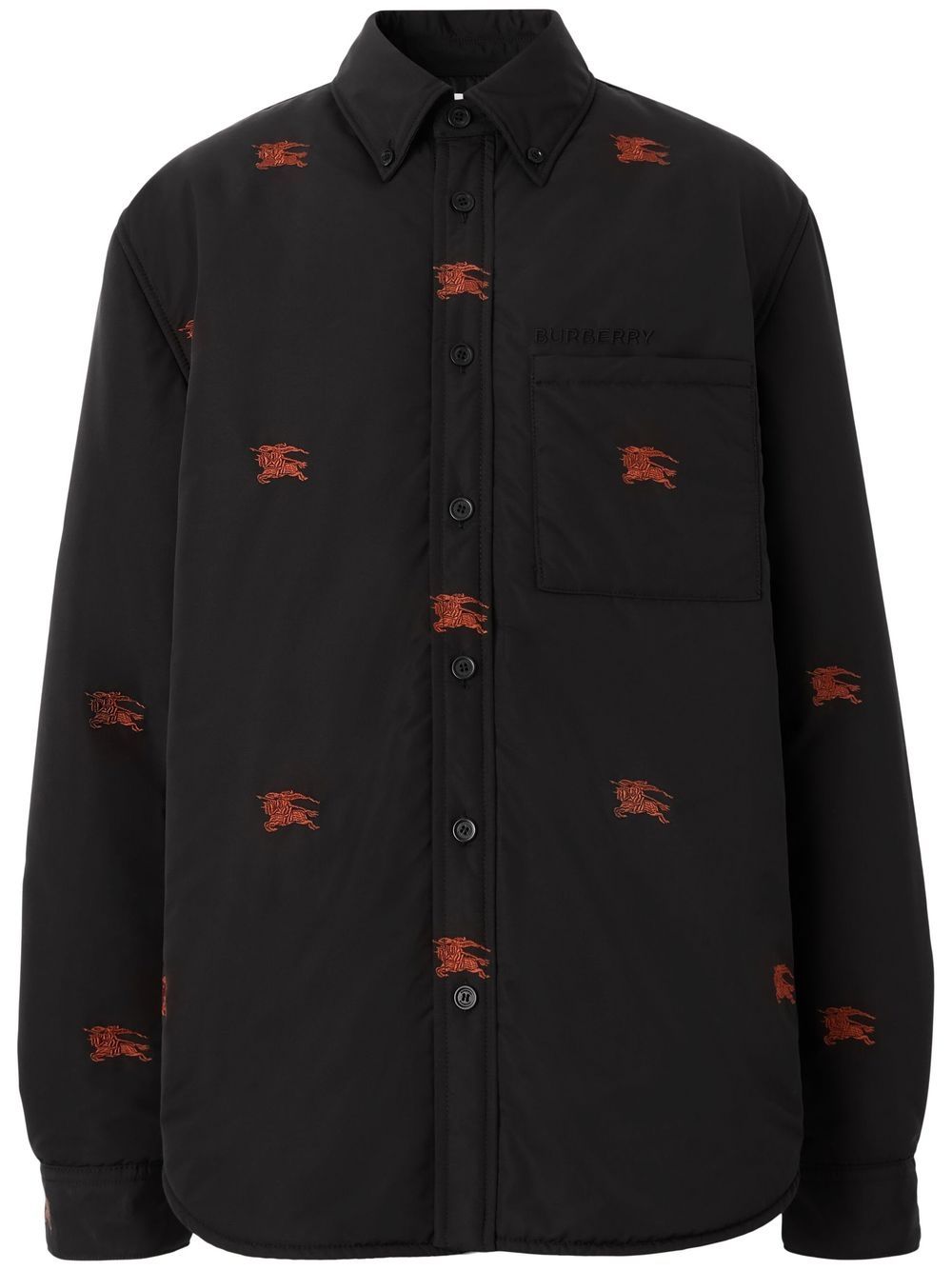 Burberry 刺绣衬垫夹克式衬衫 - 黑色