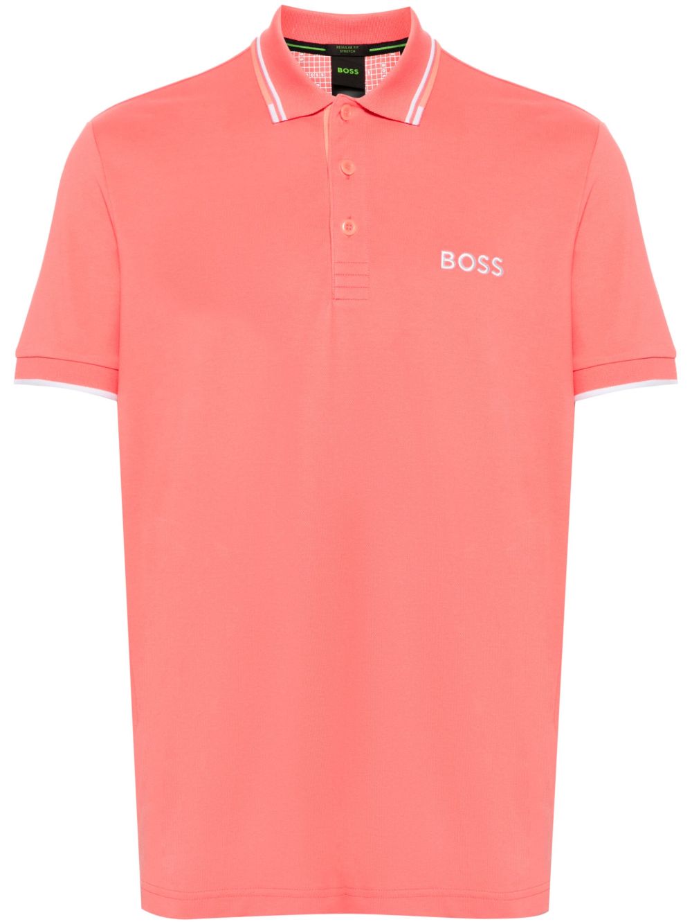 BOSS logo刺绣珠地布polo衫 - 粉色