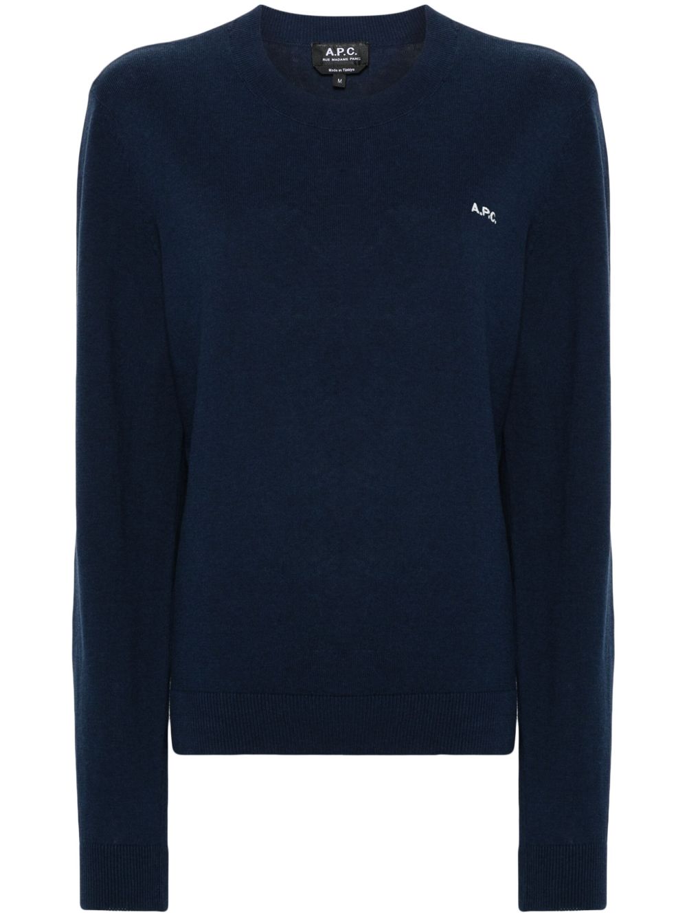 A.P.C. logo刺绣毛衣 - 蓝色
