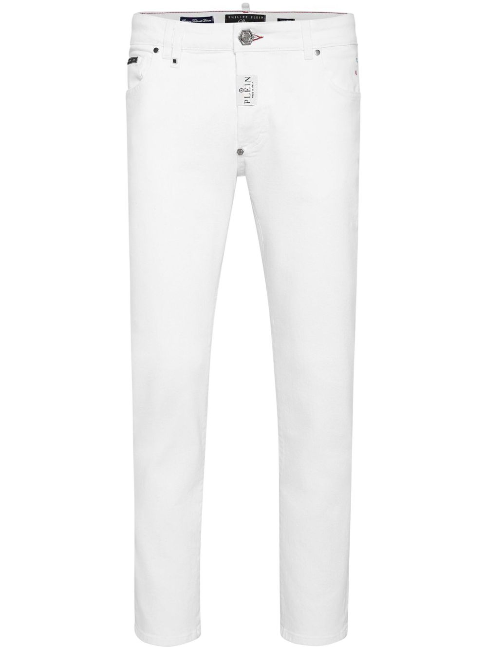 Philipp Plein logo贴花紧身牛仔裤 - 白色